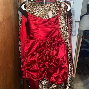 Red and cheeta print formal cocktail dress size XS